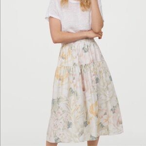 H&M Floral Tiered Midi Skirt